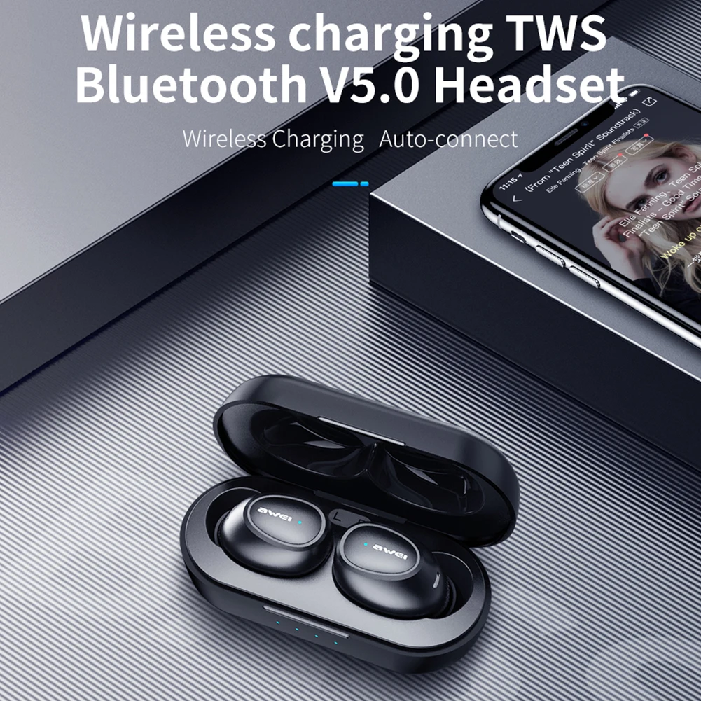 Awei стильные настоящие беспроводные TWS наушники Bluetooth спортивные наушники-вкладыши гарнитура с зарядным устройством