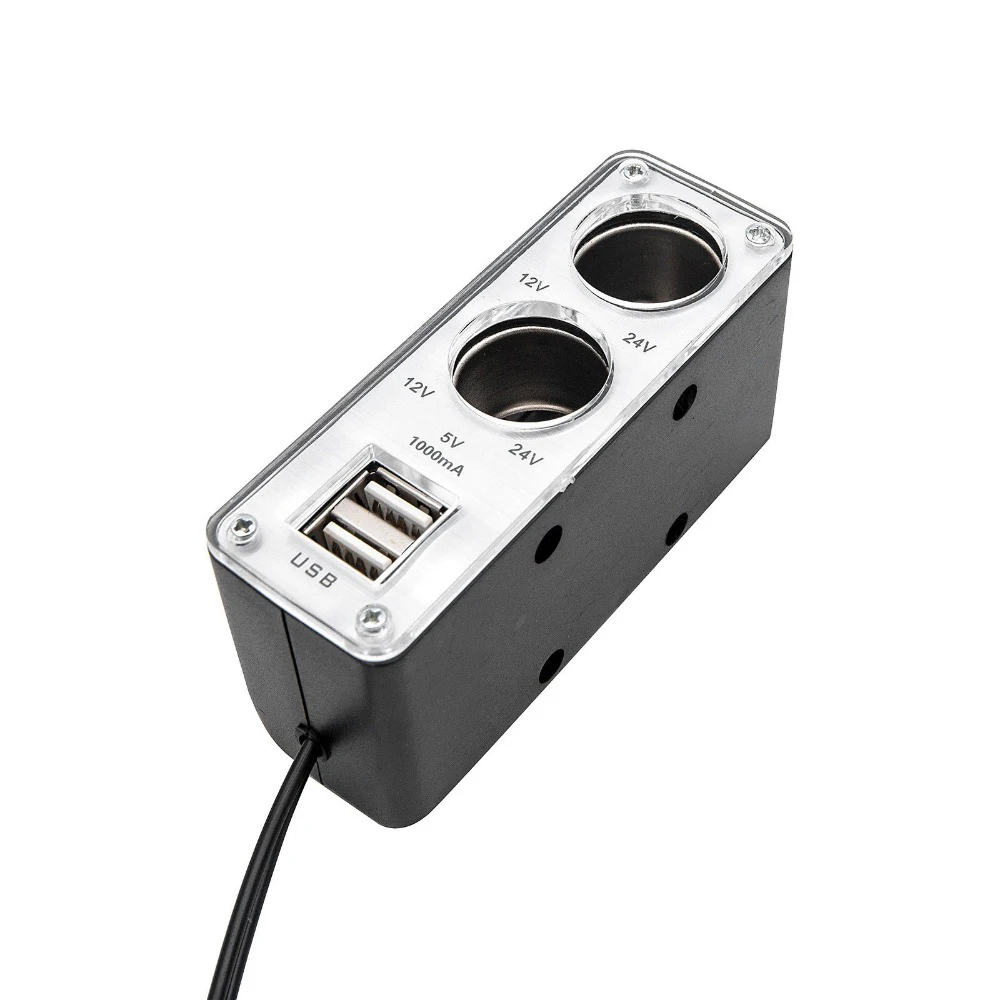 Разветвитель прикуривателя на 2 гнезда 2 USB