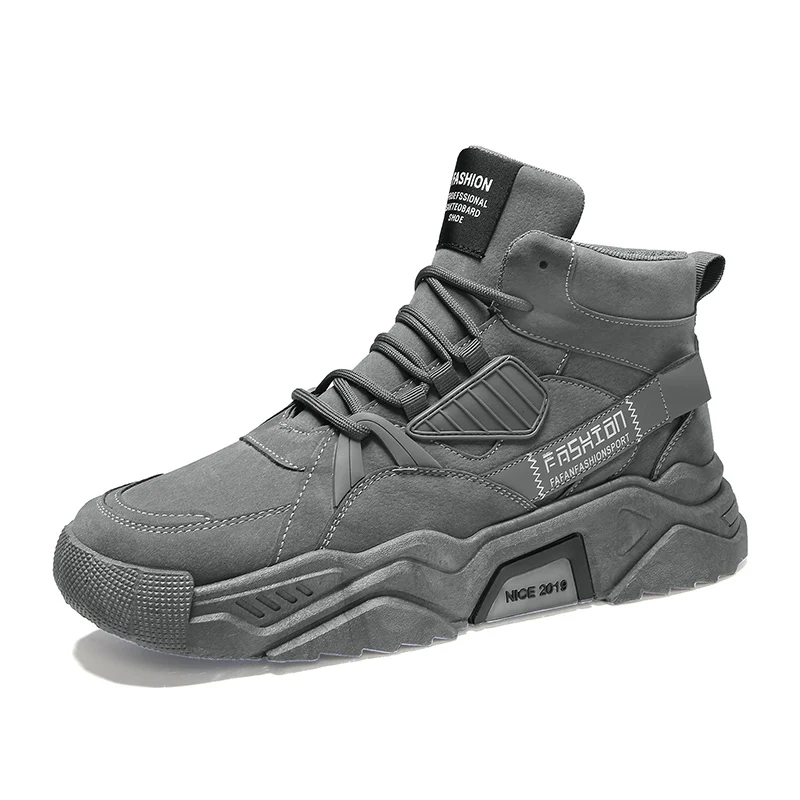 Grey Лидер продаж; Осенняя мужская повседневная обувь; Krasovki Tenis Masculino; Новинка года; Дизайнерские мужские кроссовки; высокие кроссовки; zapatillas hombre - Цвет: Grey