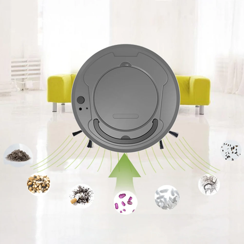 3 In 1 Wet Mopping Sweeping Wooden Floor Low Noise Vacuum Cleaner Set Intelligent Robot Household Charging Dust Sterilize Marble - Тип аромата: gray