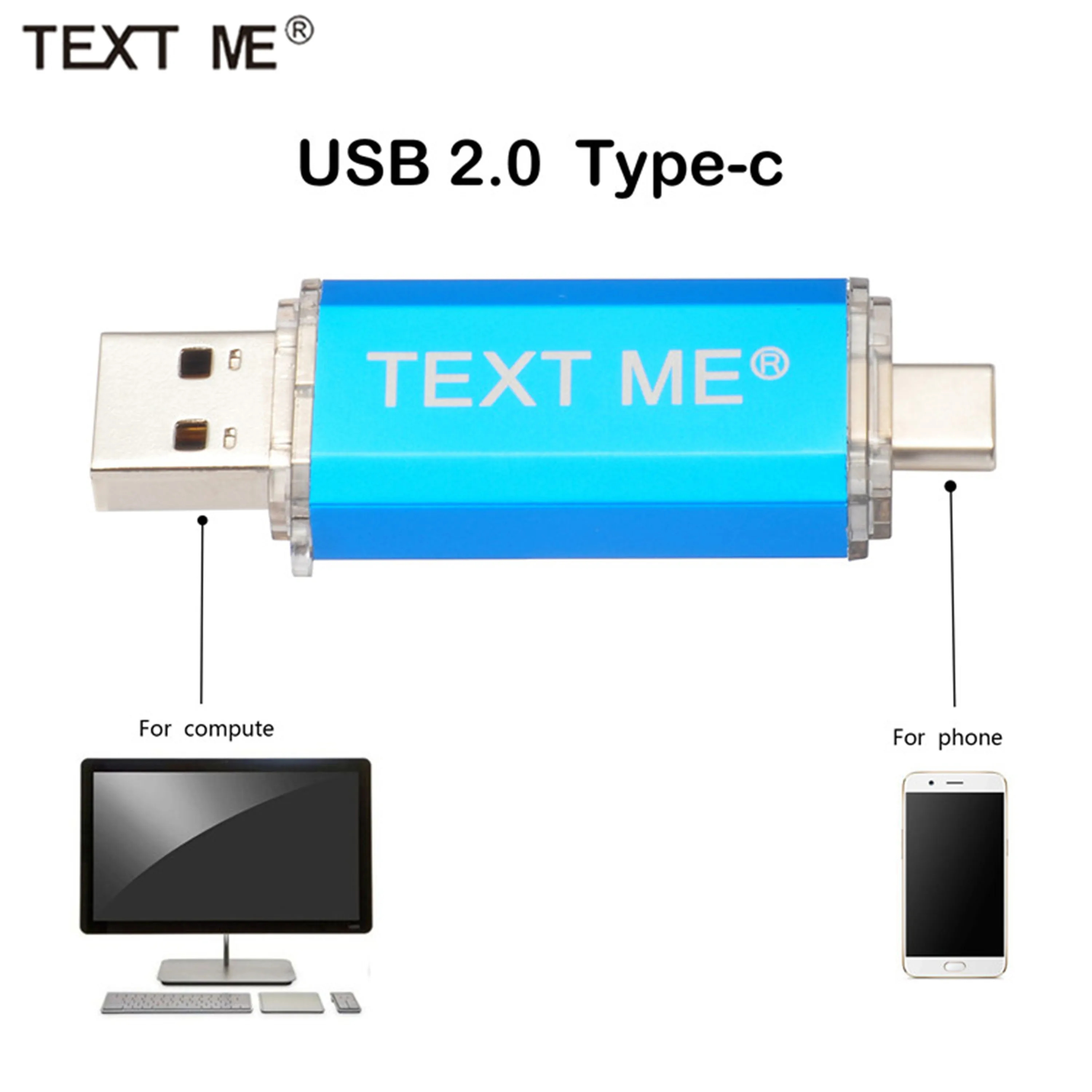 USB флеш накопитель TEXT ME creative Type C 4 ГБ 8 16 32 64 2 0|USB флэш-накопители| |