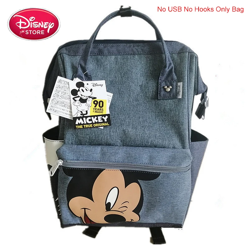 Blue Сумка для подгузников disney, рюкзак, USB бутылочка, изоляционные сумки, Минни, Микки, большая емкость, для путешествий, Оксфорд, для кормления ребенка, Мумия, сумочка - Цвет: Blue