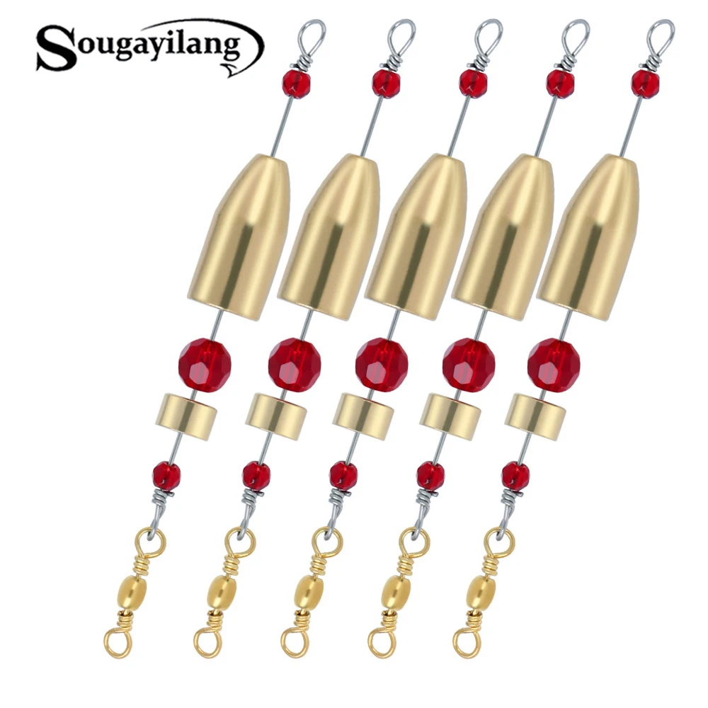 Sougayilang Fishing Sinkers Set Brass Sinker Weights Jig Hook Swivel
