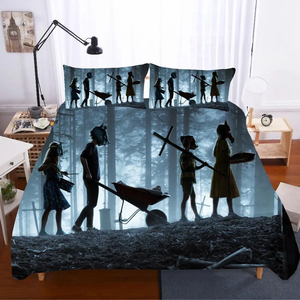 Edredon Pet Sematary King size 3D постельное белье s домашний текстиль пододеяльник простыни с черепом Комплект постельного белья наволочки постельное белье