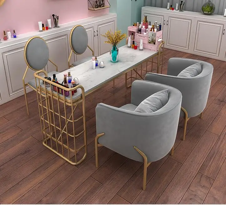 Nordic marble nail table shop decoration table and chair set single double people manicure manicure simple and moder