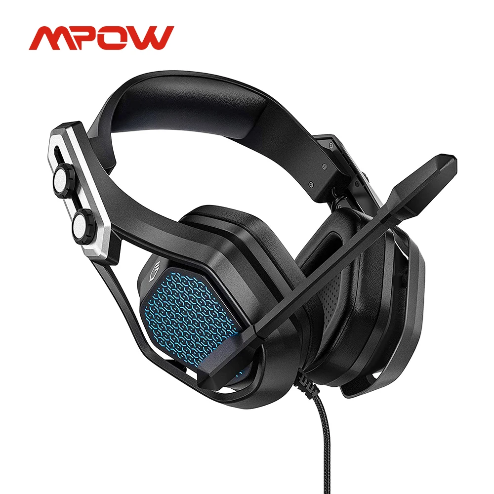 Mpow-headset gamer com microfone, para xbox one ps5 ps4, com fio, som 3d para jogos, pc gamer