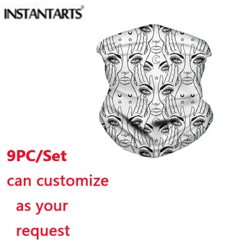 

INSTANTARTS Hot Sale Mysterious Creature With Eyes On the Hands Custom hijab Bandana Scarf 9pcs/Set Sport Hiking Scarf Balaclava