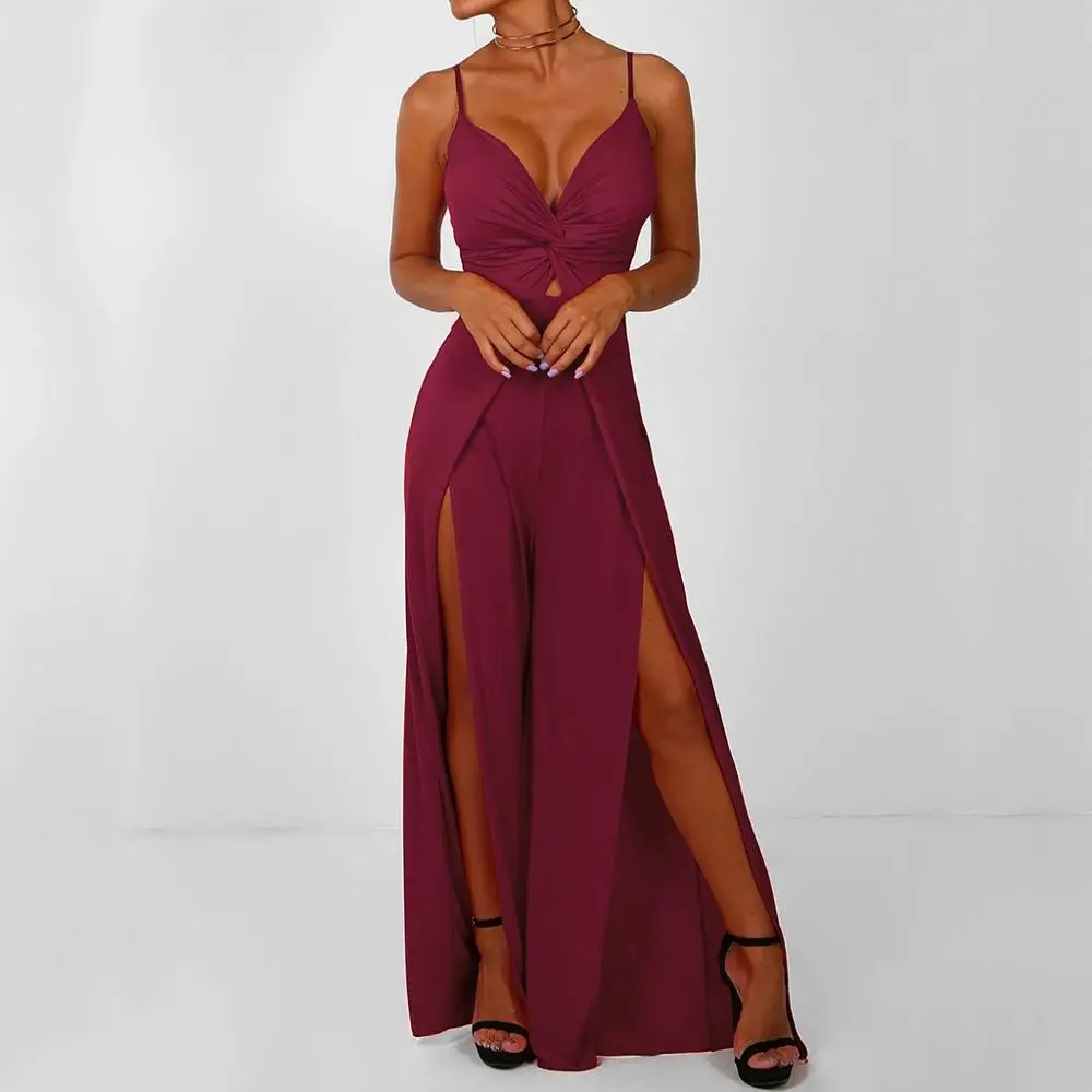 Женские комбинезоны вечерние модные повседневные однотонные без рукавов с