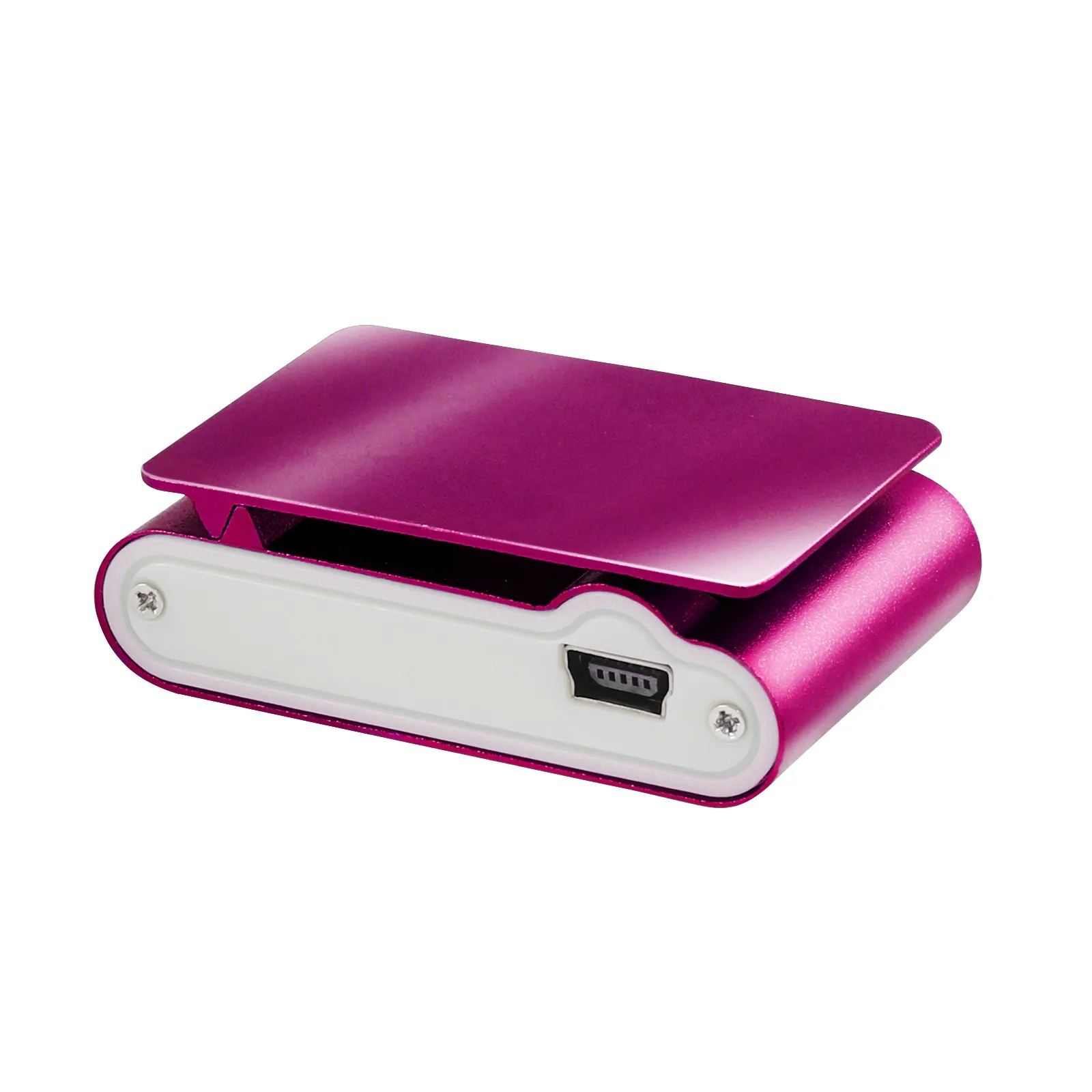 Reproductor De MP3 USB Mini FM Pantalla LCD Soporte Tarjeta 32GB TF Clip Púrpura 