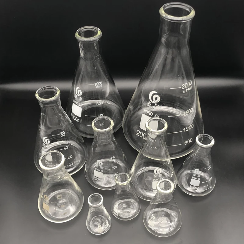 Thicken Glass Erlenmeyer Flask Laboratory Conical Flask Borosilicate 3.3 High Temperature Resistance Measuring Glass