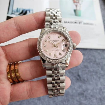 

Fashion Pink Small Dial with Diamonds Scale Mechanical Swiss Mad Lady Watch Small Dial