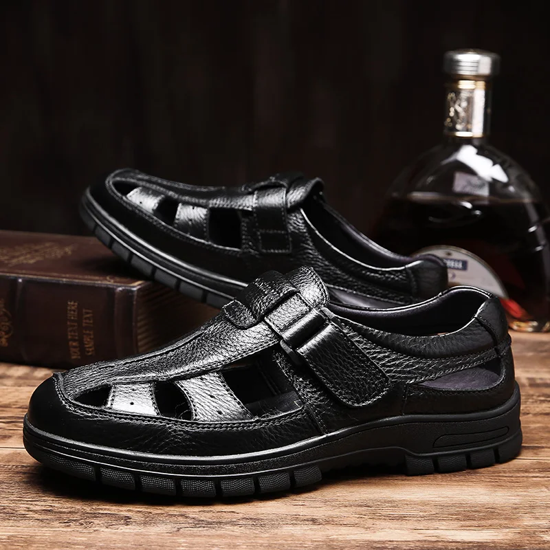 Сандалии sandles мужские кожаные Классические римские уличные туфли ручной работы