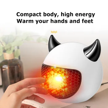 

2020 OctNewCartoonDevil Mini Fan Heater Desktop Household Electric Heater Fast Heater Warm Machine for Winter Small Heate