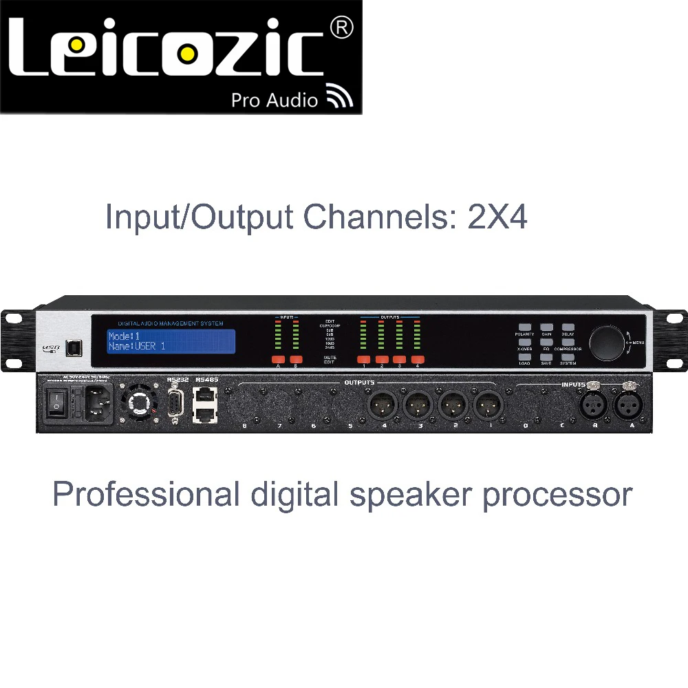 US $205.00 Leicozic DANTE 24 Professional Digital Loudspeaker Processor 2in4out Pro Audio Dj Equipment Software Control Processador AC220V