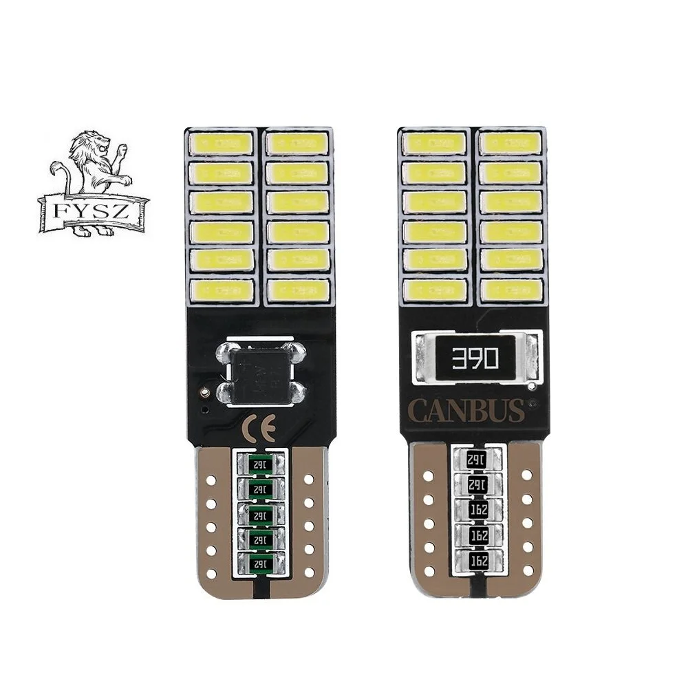 

2Pcs Car light bulb T10 W5W 194 reading lamp 24 smd 4014 6500k decoding infinite width lamp plate to highlight the white light