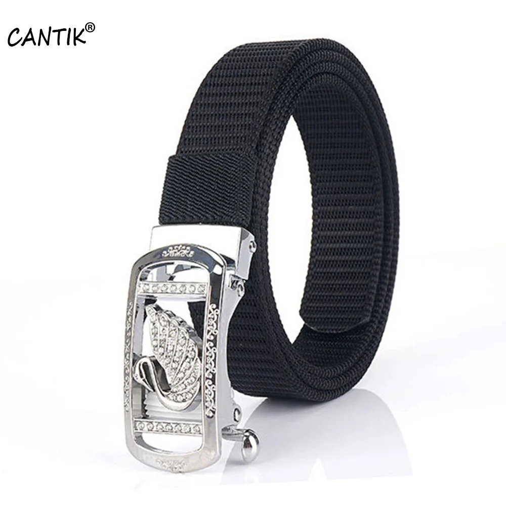 CANTIK Good Quality Ladies Nylon Belts Fashion Goose Pattern Automatic Buckle Clothing Accessories Women  2.5cm Width CBCA289