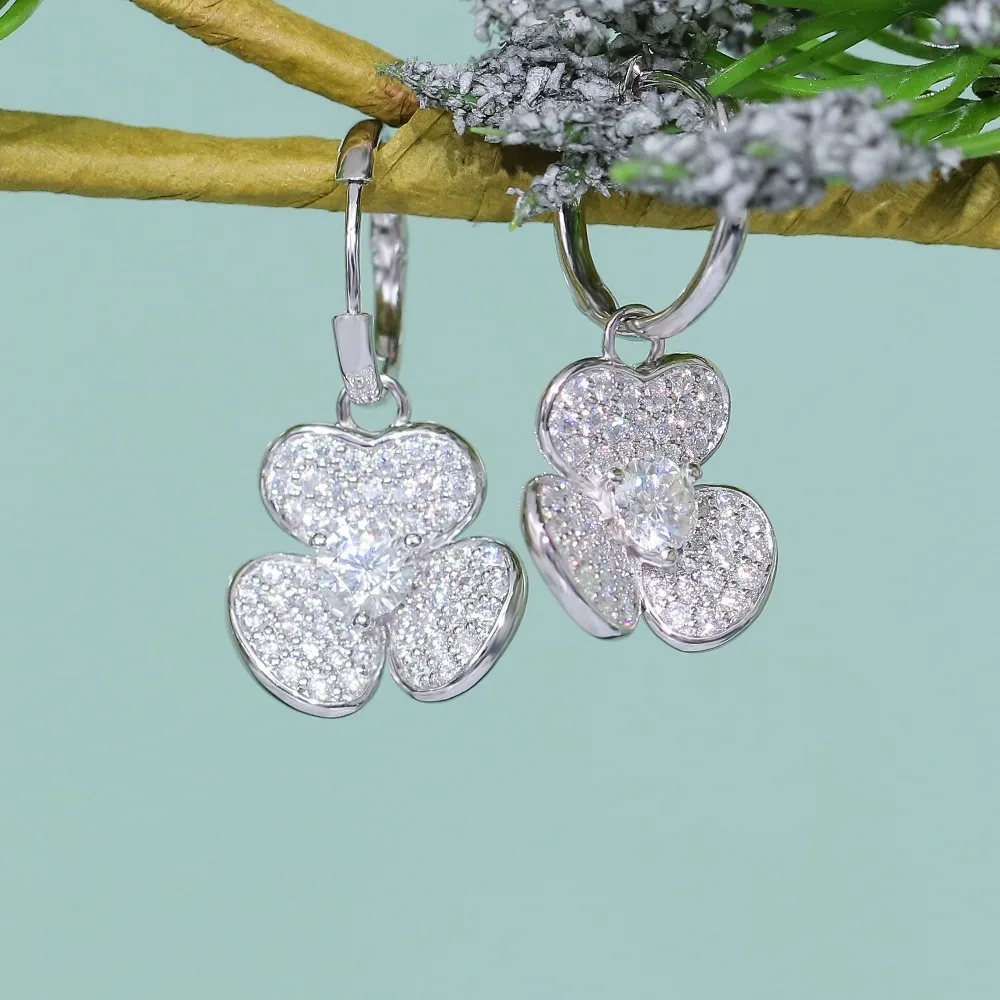 DovEggs Стерлинговое Серебро S925 центр 1ctw 5 мм цвет GH Moissanite Висячие серьги для женщин свадебные подарки на день рождения серебряные ювелирные украшения