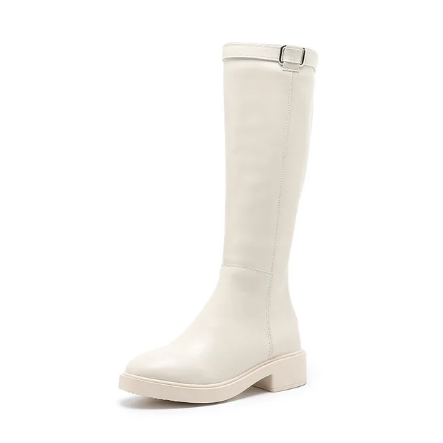 Beige plus velvet Новая женская обувь на толстой подошве; сезон осень-зима сапоги до колена для верховой езды женские сапоги зимние сапоги женские кашемировые сапоги; CC21 - Цвет: Beige plus velvet