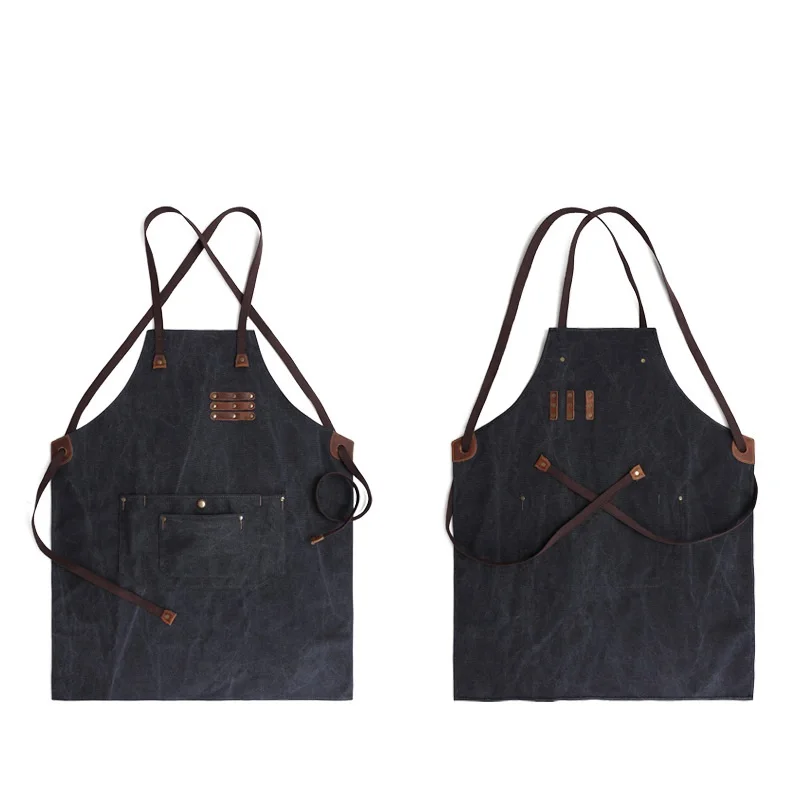 

A001 Canvas Workshop Apron Men with Pocket Cross Back Strap for Woodworker Cobbler Artist Work Wear Decorator Painter Work Apron