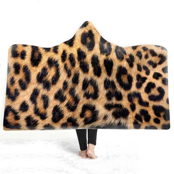 

2019 new atmospheric leopard cool Fleece Blanket Winter Warm Hooded Blankets For Kid Adults Cartoon Thick Throws on Sofa Bed