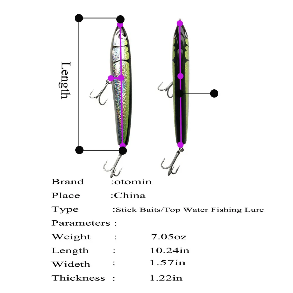 AS StickBaits VMC Treble Hooks 200g GT Tuna Trolling Lure Pencil Top Water Handmade Wooden Boat Fishing Artificial Bait