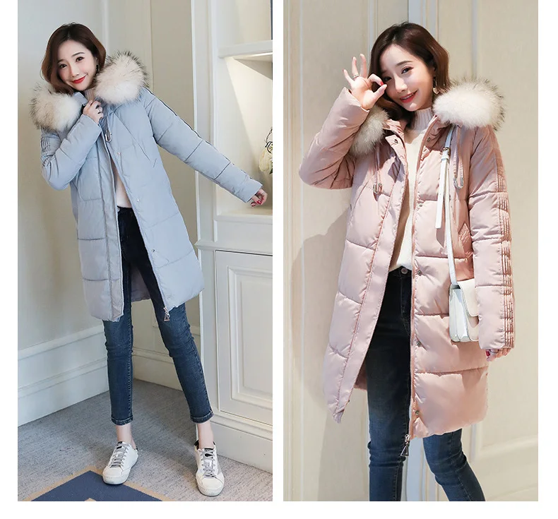 Women Winter Jacket Cotton Padded Warm Thicken With Fur Collar Ladies Long Coats Parka Womens Jackets