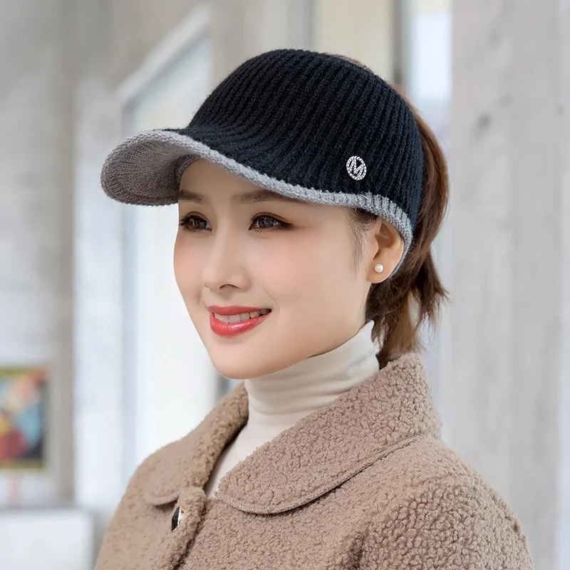 Hats For Women Hat 2021 New Empty Top Knitted Hats Female Visors Black Hat  Ladies Gorros Autumn Winter Korean Baseball Caps - AliExpress