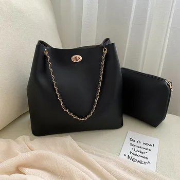 

Bag Women's 2020 New Style Shoulder Bag Chain Lock Bucket Bag Retro Simple Casual Handbag