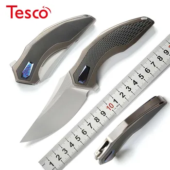 Buy Flip Folding Knife Ball Bearing S90V Blade Titanium Alloy Handle Camping Hunting Outdoor Survival Knife EDC Tool