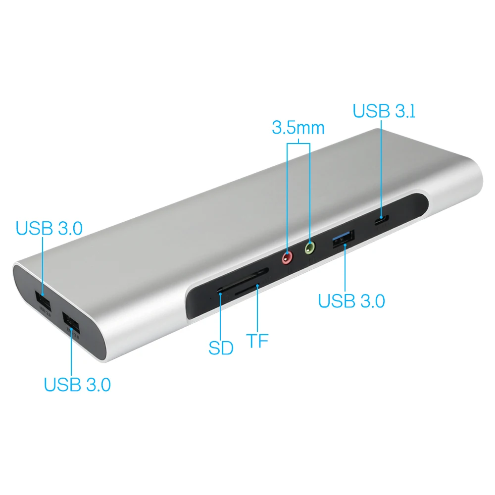 Thunderbolt 3 USB-C док-адаптер 12в1 type C концентратор с HDMI RJ45 VGA USB3.0 с SD/TF кард-ридером все в одном хаб для MacBook