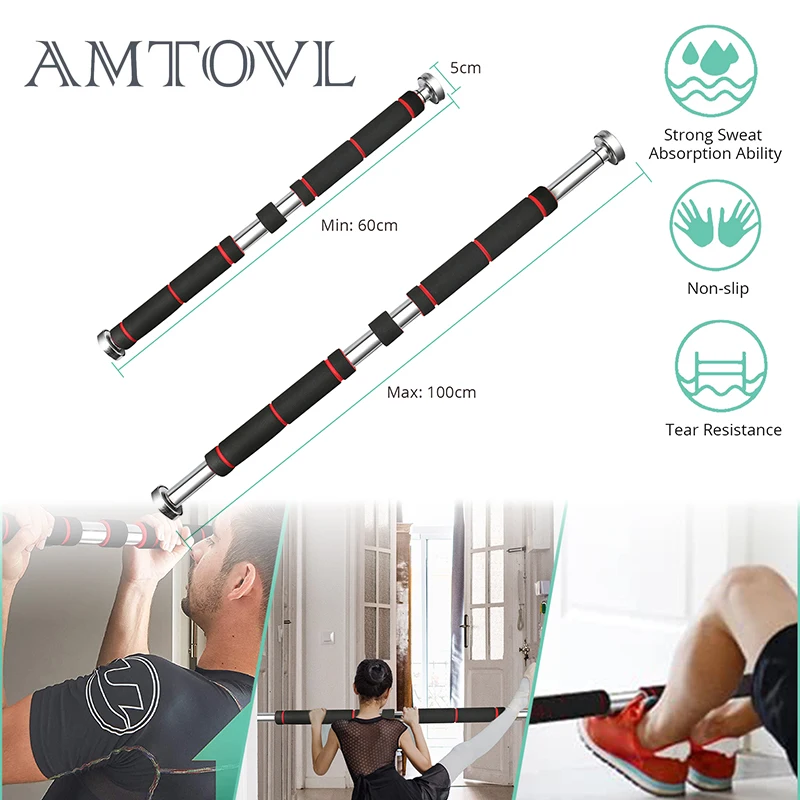 AMTOVL 150KG Adjustable Door Horizontal Bars Home Exercise Workout Gym Chin Up Pull Training Bar Sport Fitness Equipments | Спорт и