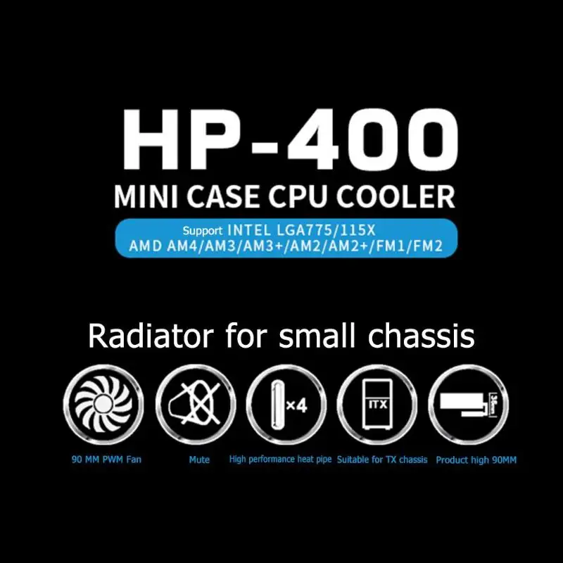 Jonsbo hp-400 Вентилятор охлаждения процессора ультра-тонкий кулер процессора 4 тепловые трубки радиатор для HTPC чехол все-в-одном компьютер