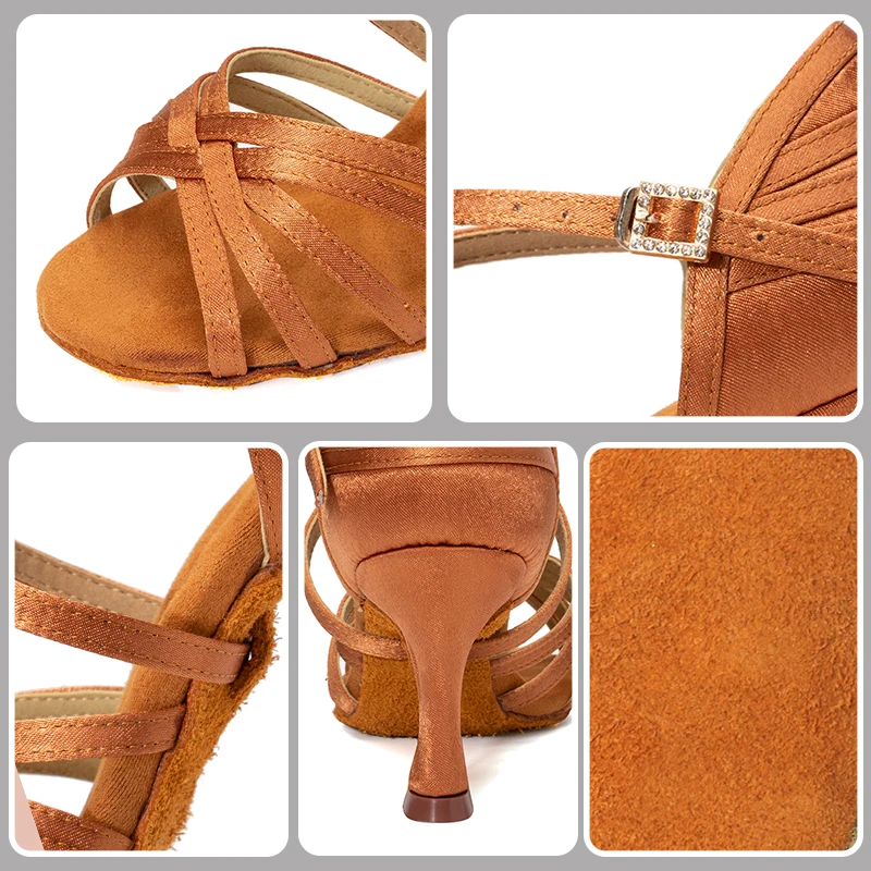 Dance Shoes Women Latin Ballroom Soft Bottom High heel Ladies Practice Latin Salsa 8.5CM