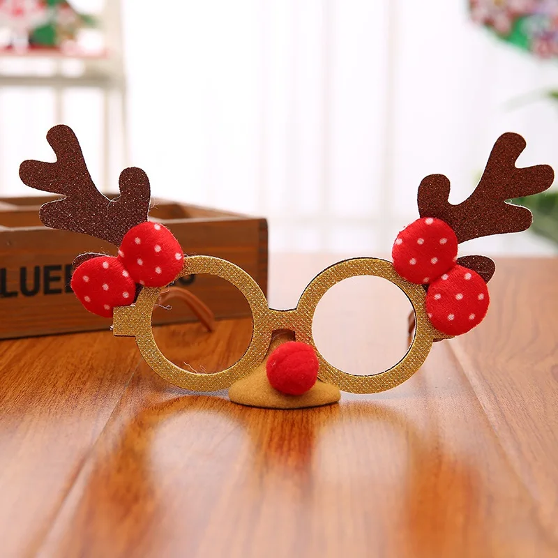 Novelty Cartoon Christmas Eyeglasses Frame For Children And Adults Santa Claus Reindeer Christmas Costume Decorations Gifts