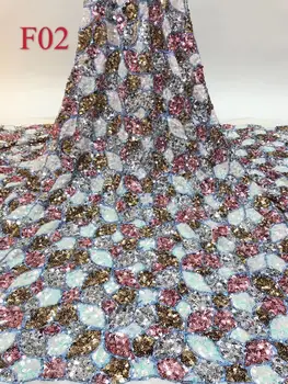 

African big sequins Lace Fabric 2020 Mint High Quality Lace French Net Embroidery Tulle Velvet Fabrics For Nigerian Party Dress