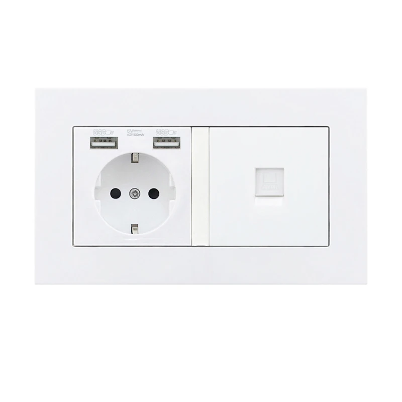 1Socket Rj45 Outlet Atlectric DE EU, испанская розетка, розетка с двумя разъемами USB, RJ45, для передачи данных, ТВ, компьютера, телевидения, порт, розетка, ПК, панель, двойная розетка переходник usb,разетка с usb для дома,розетки - Тип: 1Socket Rj45 Outlet