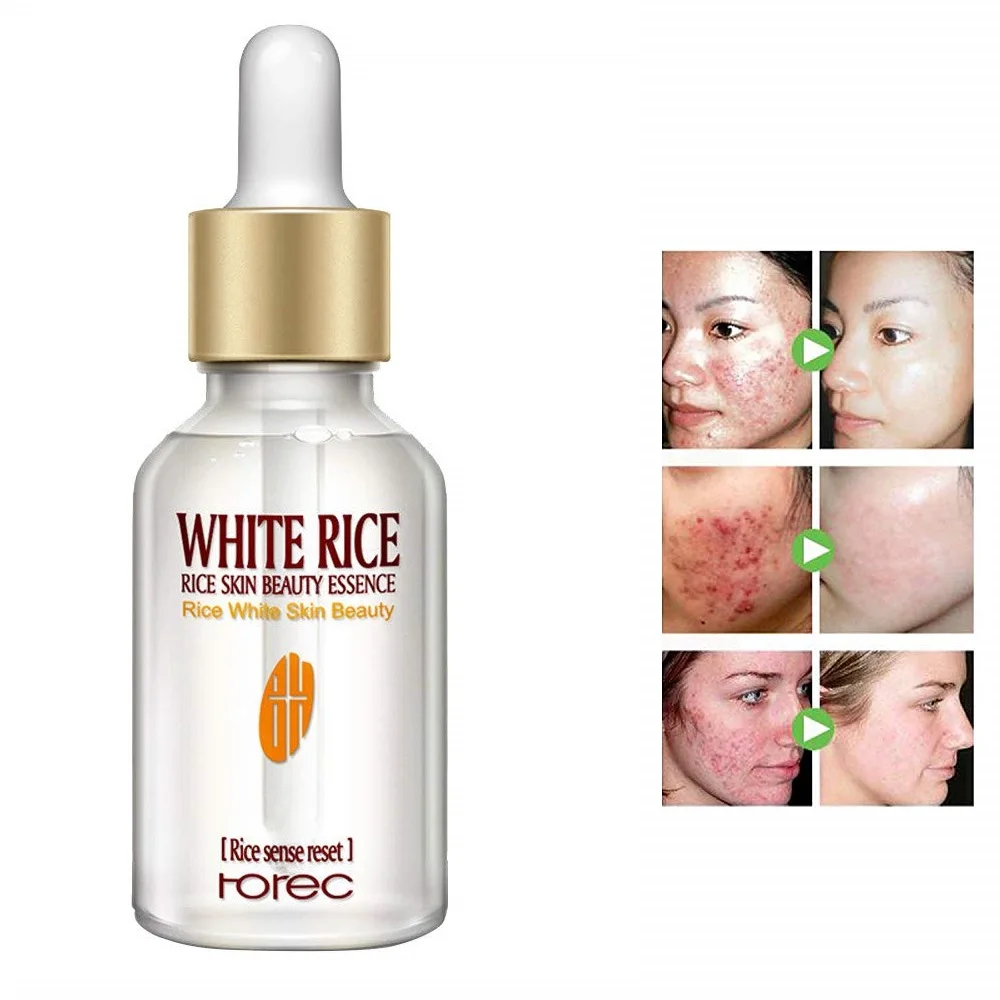 

White Rice Face Serum Hyaluronic Acid Essence Shrink Pore Moisturizing Oil Control Anti-Wrinkle Lighten Skin Care 15ml