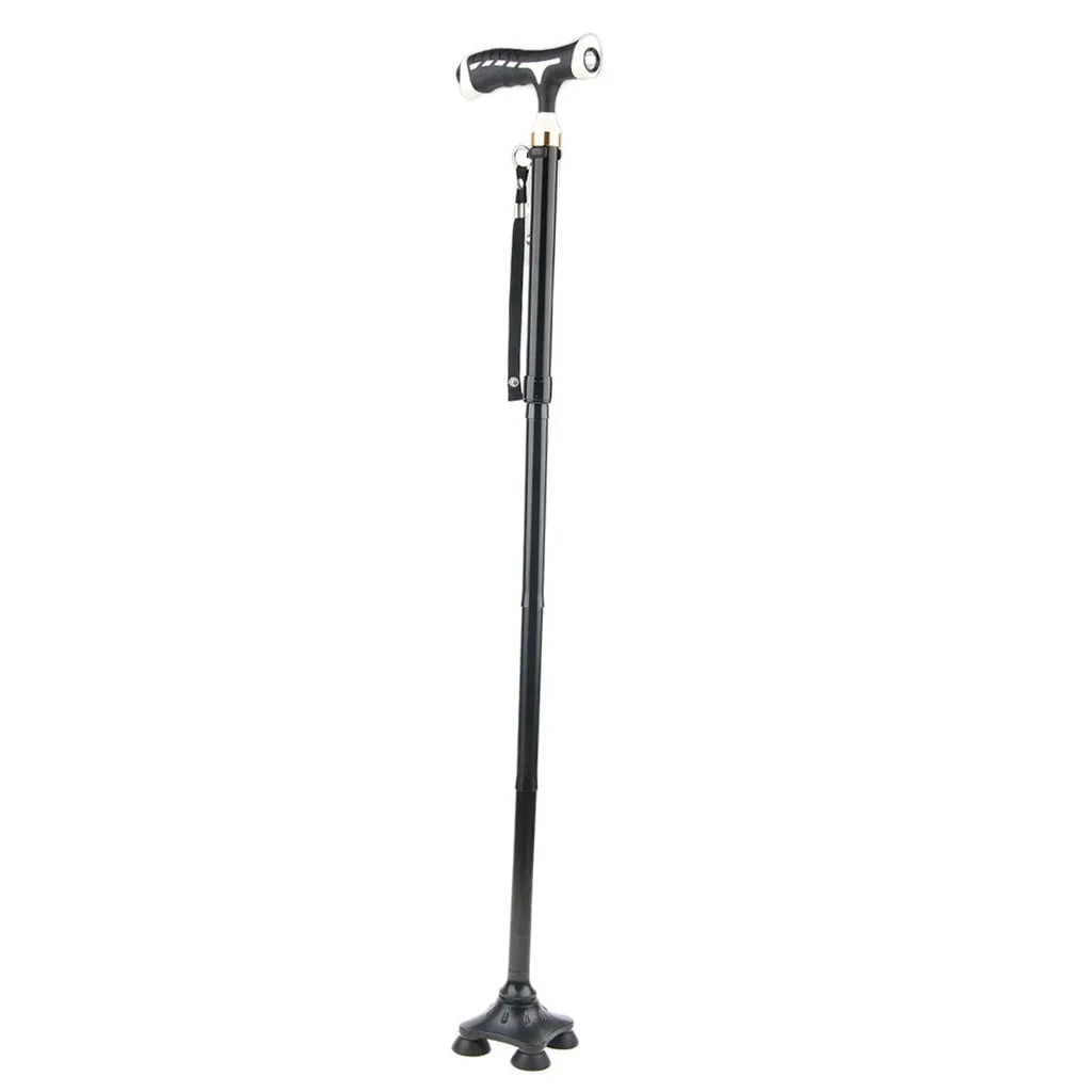 LED Foldable Walking Cane Lightweight Adjustable Walking Stick for Elderly Women Men Black