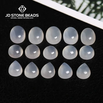

10pcs/Lot White Agate Cabochon Natural Stone Healing Beads Round/Oval/Drop Shaped Gemstone Cabochon For DIY Ring Pendant