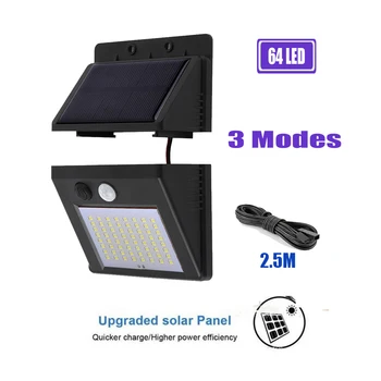 

64/30 LEDs Solar Powered Wall Light Infrared & Light Sensor Wireless Outdoor IP65 Waterproof Security Lighting for Doorway optio
