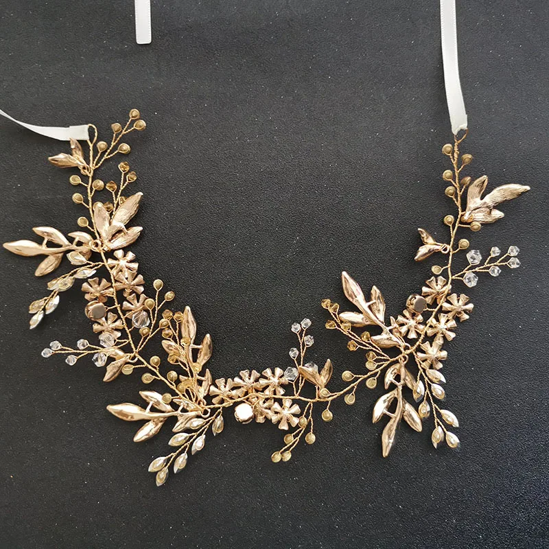 SLBRIDAL Legierung Blume Blatt Kristalle Strass Braut Haarbänder Hochzeit Stirnband Haarschmuck Brautjungfern Haarranke Schmuck – Detail 10
