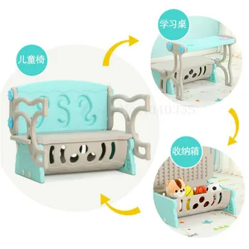 

Children's multi-function study table folding deformation sofa chair baby eating table infant game storage table and chair