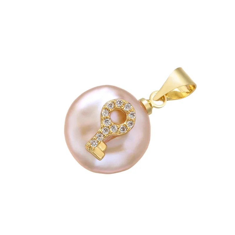 Natural Baroque Button Pearl Mosaic Zircon Lovely Necklace Charm CZ Pendant Connector Handmake DIY Jewelry Making Accessories | Украшения и
