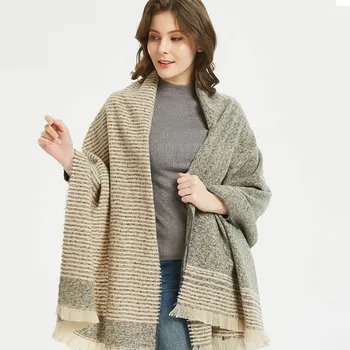 

feitong Women Solid Cashmere Scarves Lady Winter Thicken Warm Soft Pashmina Shawls Wraps Female Knitted Wool Long Scarf 8M35