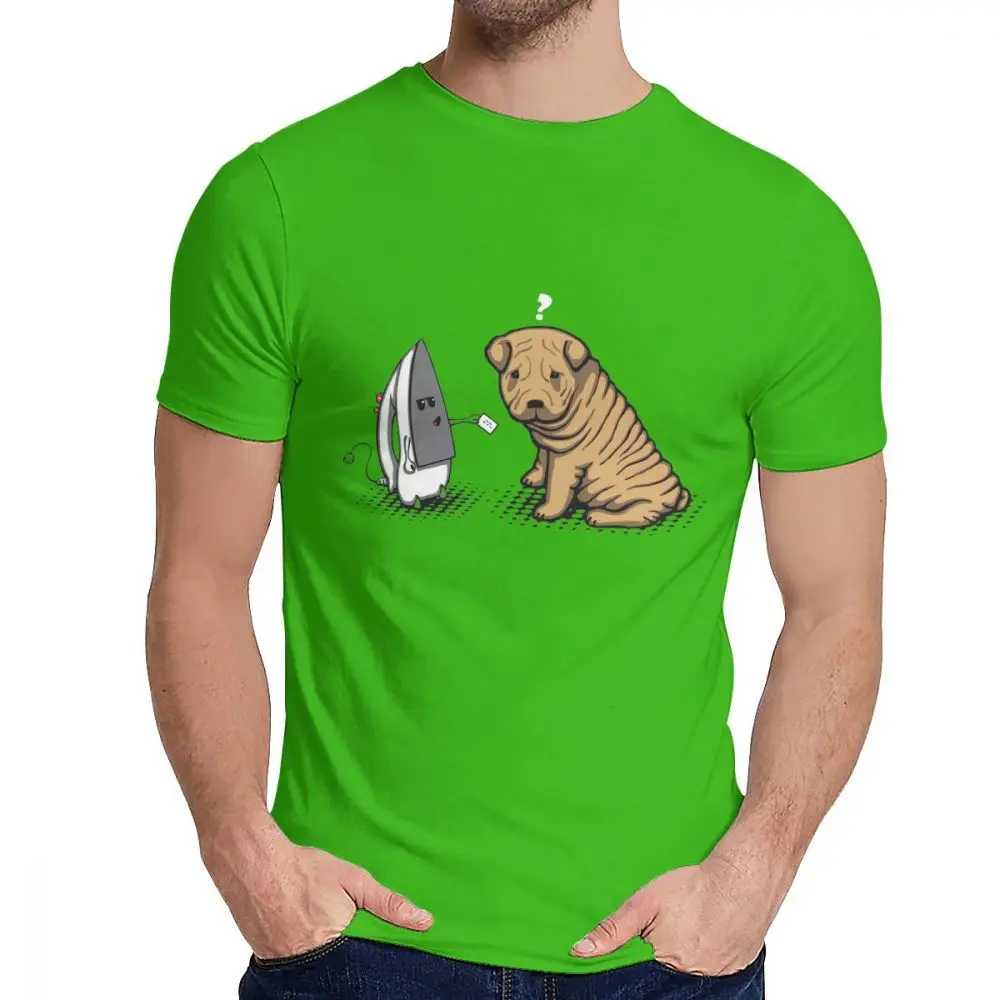 Мужская футболка собака Шарпей Guard Dog из чистого хлопка аниме Crewneck Harajuku уличная футболка - Цвет: Зеленый