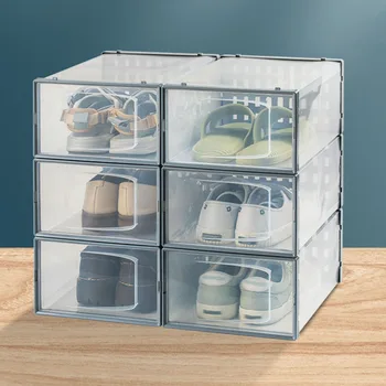 

10Pcs Transparent Creative Shoes Case Plastic Detachable Shoes Storage Boxes Transparent Removable Folding Clamshell Shoe Box