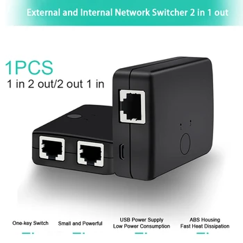 

2020 2-Port RJ45 Network Ethernet Box Switcher Dual Port Sharing Switch Adapter HUB