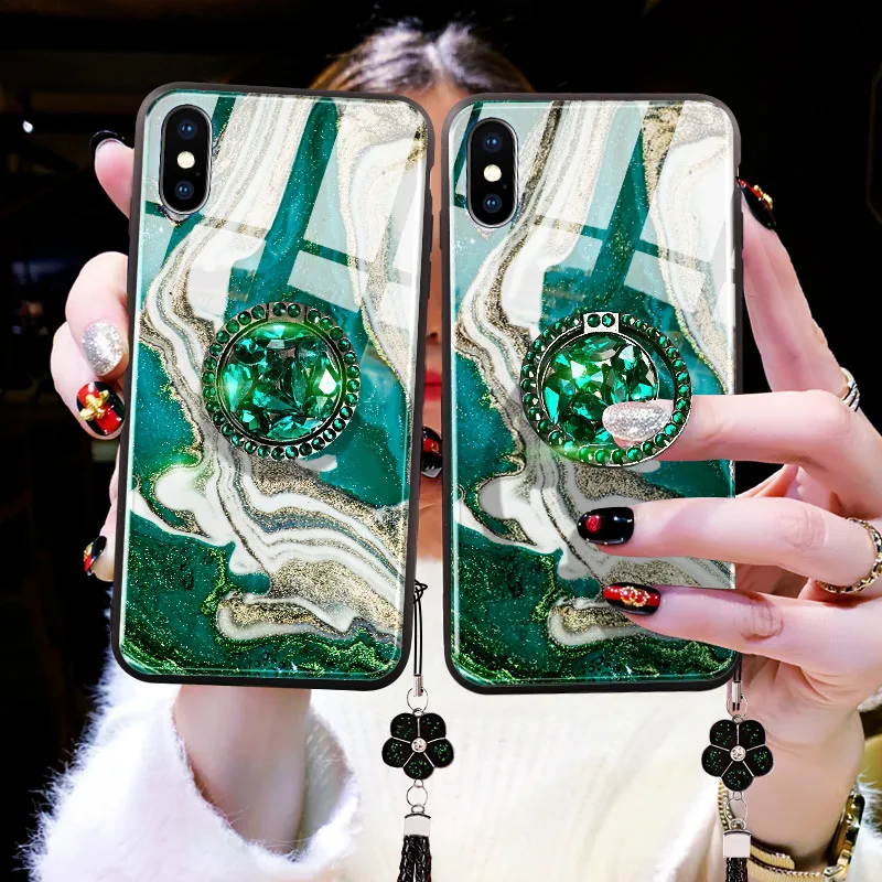 Manderm чехол для телефона iPhone 5 6 6s 7 8 Plus X XS Max XR закаленное Стекло держатель Зеленая