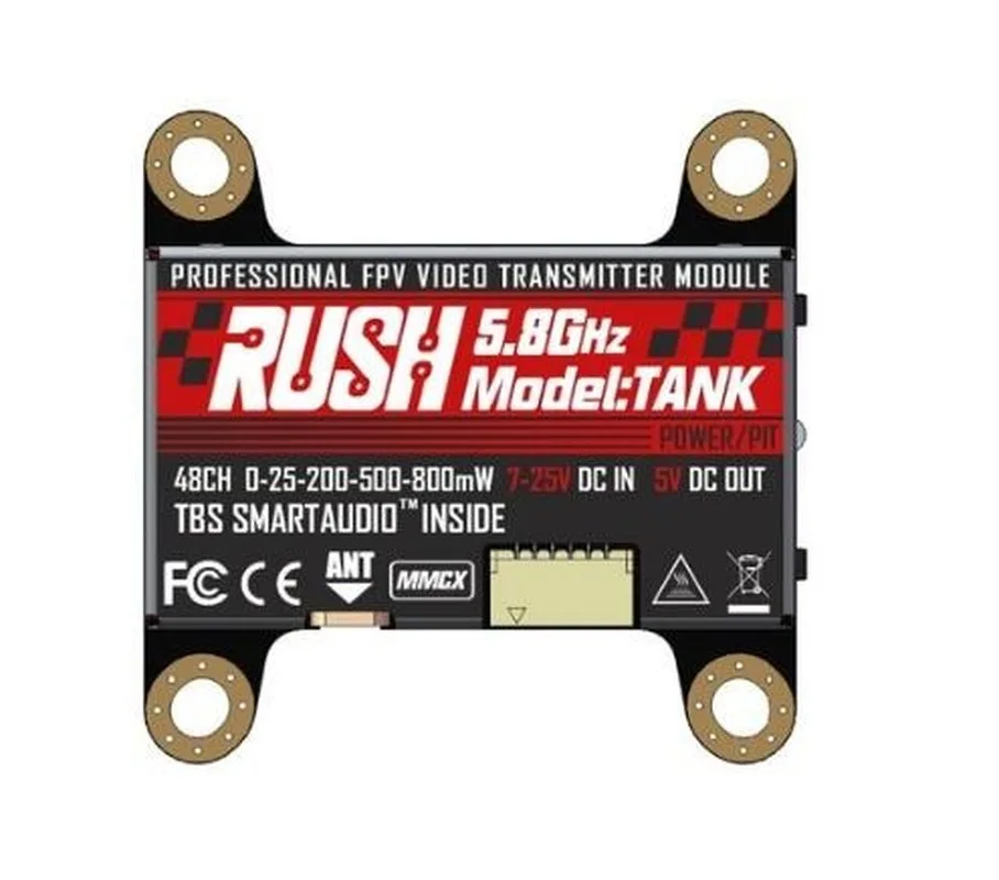 

RUSH VTX TANK 5.8GHz 48CH PIT/25/200/500/800mW TBS Smartaudio Switchable AV Transmitter For FPV Racing Drone
