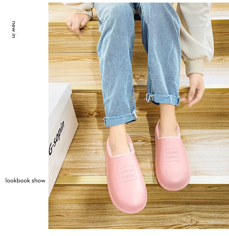 Men's Home Clogs 2021 New Winter Comfortable Slippers Plush Lining Shoes Soft Woman House Warm Clogs High Quality waterproof